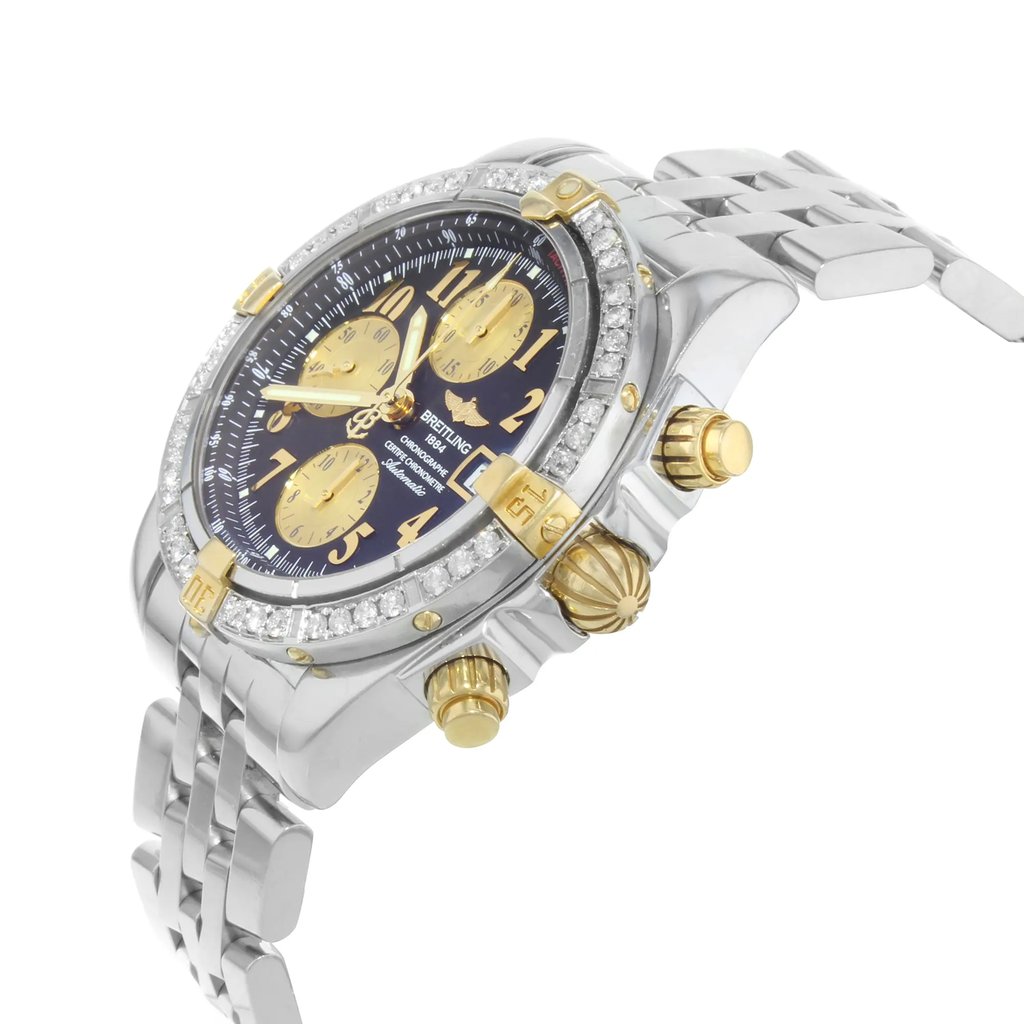 View Of Crown Facing Side Of Breitling B13356 Stainless Steel Watch Pre Owned Condition