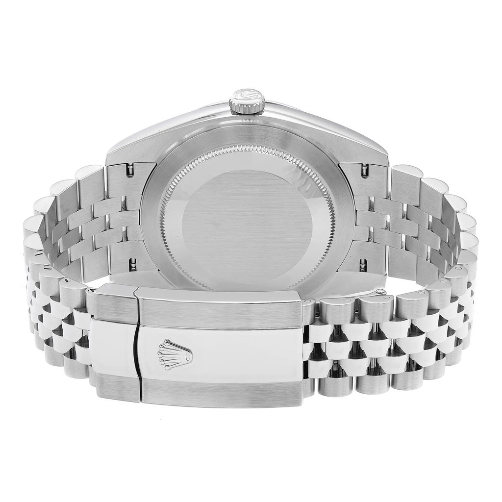 Back View Of Solid Back Case And Closed Stainless Steel Band Of Rolex 126334 Watch Pre Owned Condition