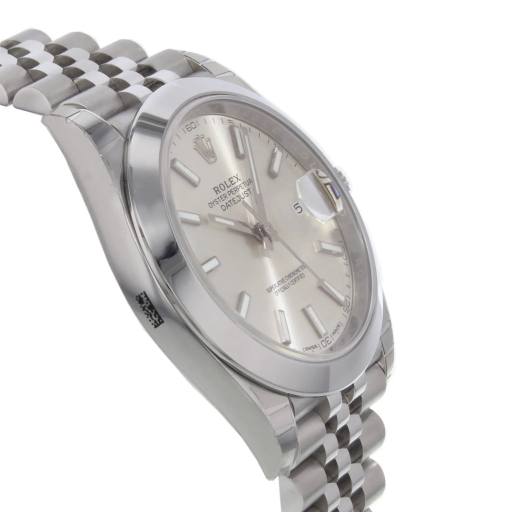 View Of Opposite Crown Facing Side Of Rolex 126300 sij Stainless Steel Watch Pre Owned Condition