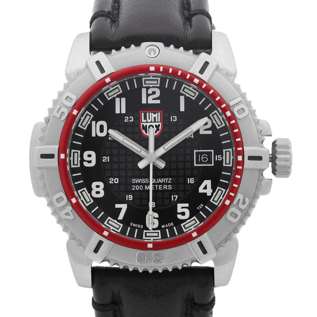Up Close Front Facing Picture Of Luminox XS.6265 Stainless Steel Watch Unworn Condition
