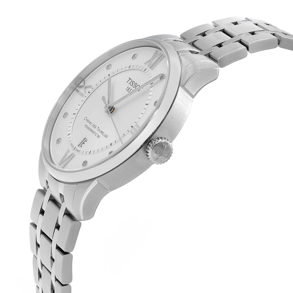 View Of Crown Facing Side Of Tissot T099.407.11.033.00 Stainless Steel Watch Display Model Condition