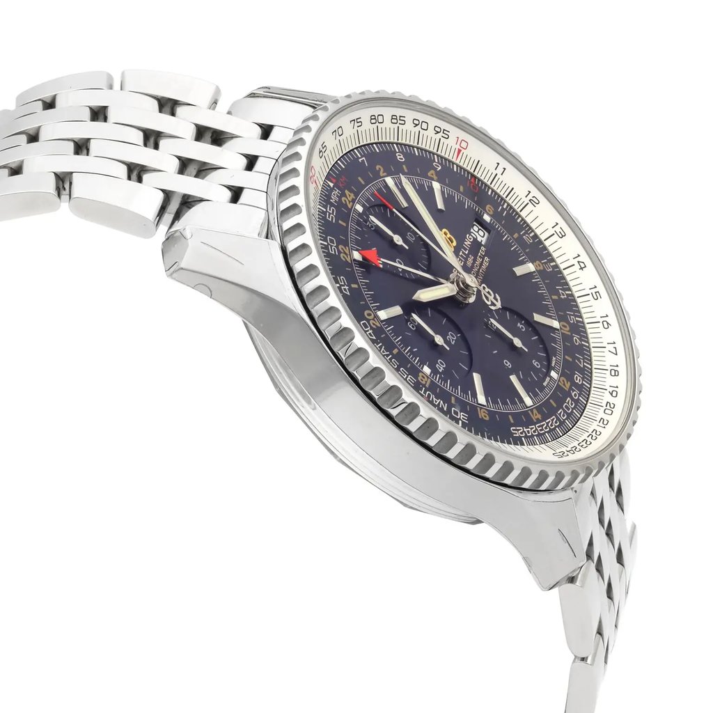 View Of Opposite Crown Facing Side Of Breitling A24322121C2A1 Stainless Steel Watch Display Model Condition