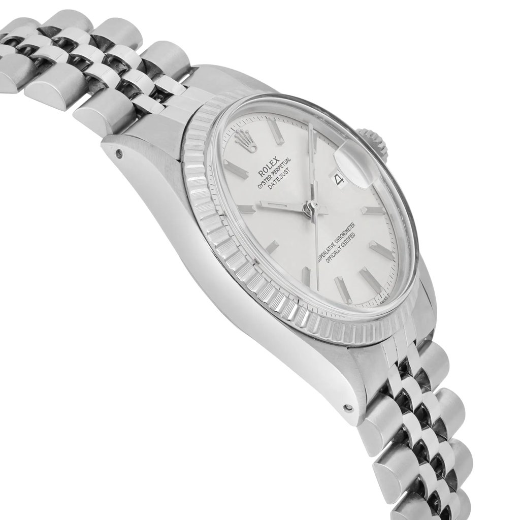 View Of Opposite Crown Facing Side Of Rolex 1603 Stainless Steel Watch Pre Owned Condition