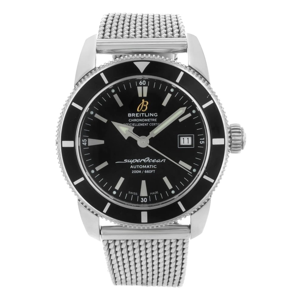Front Full View Of Breitling A1732124/BA61-154A Stainless Steel Watch Pre Owned Condition {Product Condition}