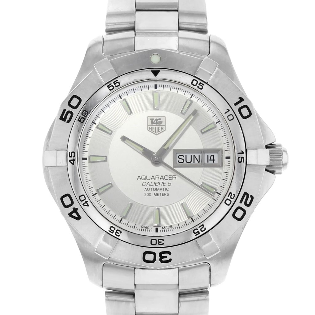 Up Close Front Facing Picture Of TAG Heuer WAF2011.BA0818 Stainless Steel Watch Pre Owned Condition