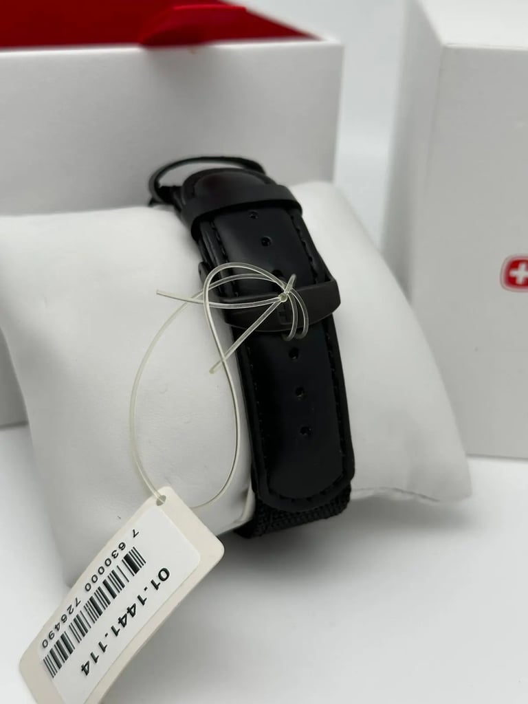 Back View Of Snap Back Case And Closed Nylon Band Of Wenger 01.1441.114 Watch Display Model Condition