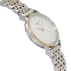 An image of a Wristwatch by Tissot. This Display Model item is designed for Women, featuring a Dress/Formal style. It has a Quartz movement and an Analog display with a Silver dial color. The indices include 12-Hour Dial,Stick Indexes. The band is made of Stainless Steel and the case is made of Stainless Steel. The watch has a Round shape with a case size of 30 mm and a case thickness of 6 mm.