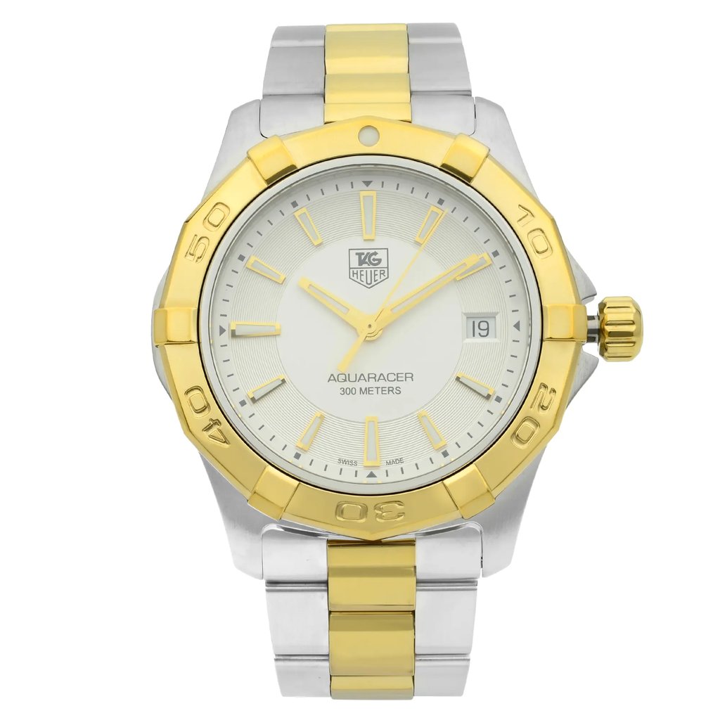 Front Full View Of TAG Heuer WAP1120.BB0832 Stainless Steel Watch Pre Owned Condition {Product Condition}