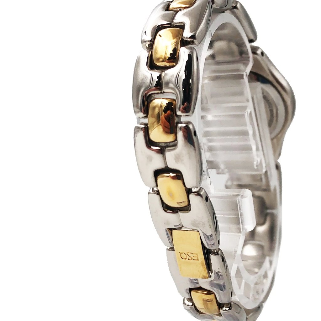 Back View Of Snap Back Case And Closed Stainless Steel Band Of ESQ 2 Watch Pre Owned Condition