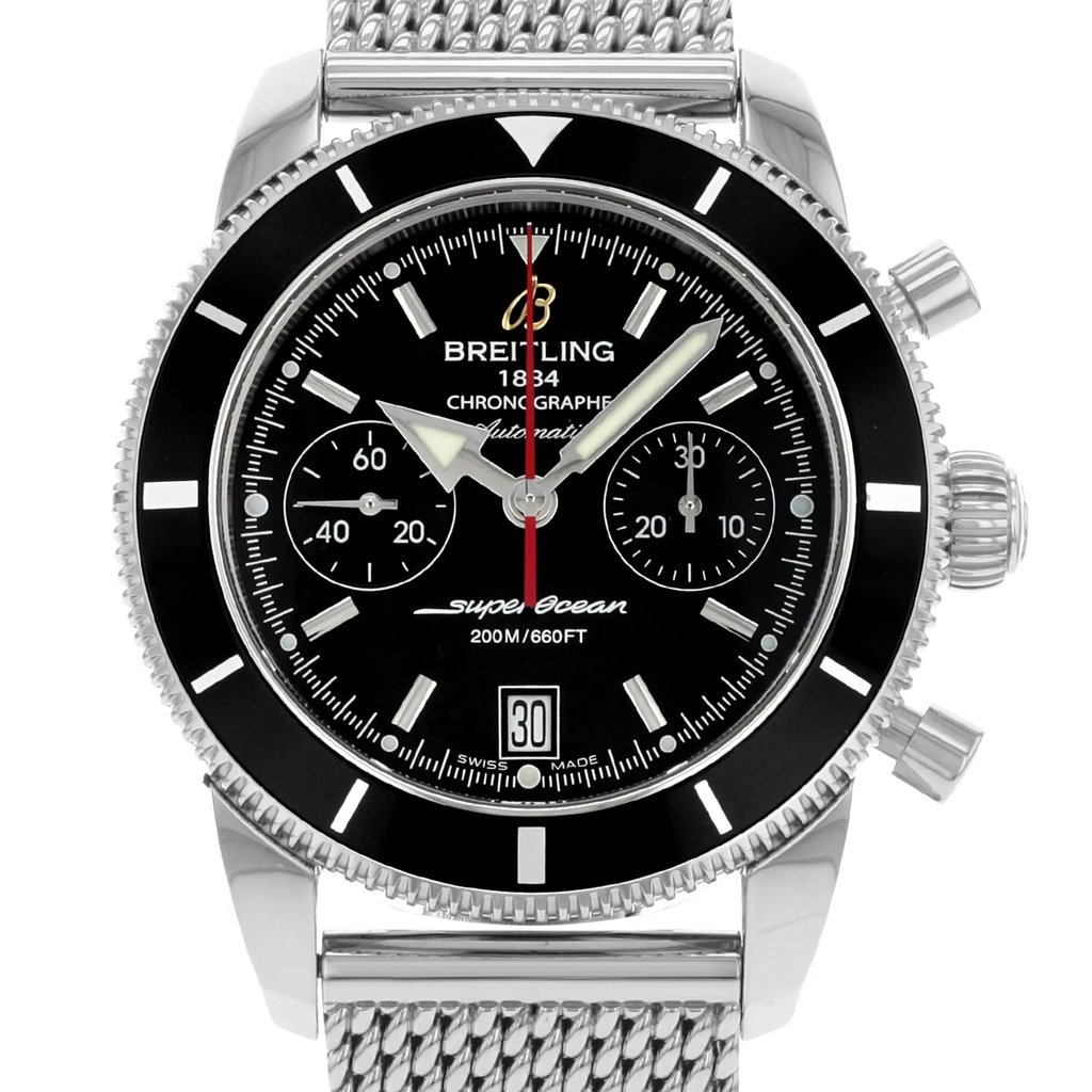 Up Close Front Facing Picture Of Breitling A2337024/BB81-154A Stainless Steel Watch Display Model Condition