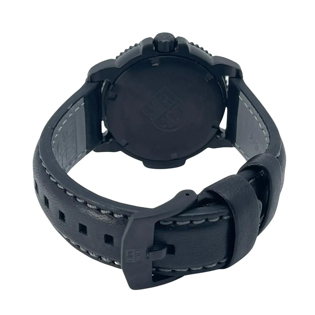 Back View Of Solid Back Case And Closed Leather Band Of Luminox XS.7251.BO Watch Pre Owned Condition