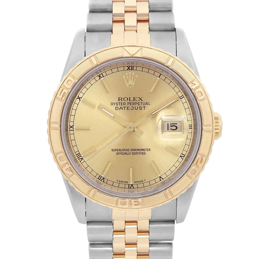Up Close Front Facing Picture Of Rolex 16263 Stainless Steel Watch Pre Owned Condition