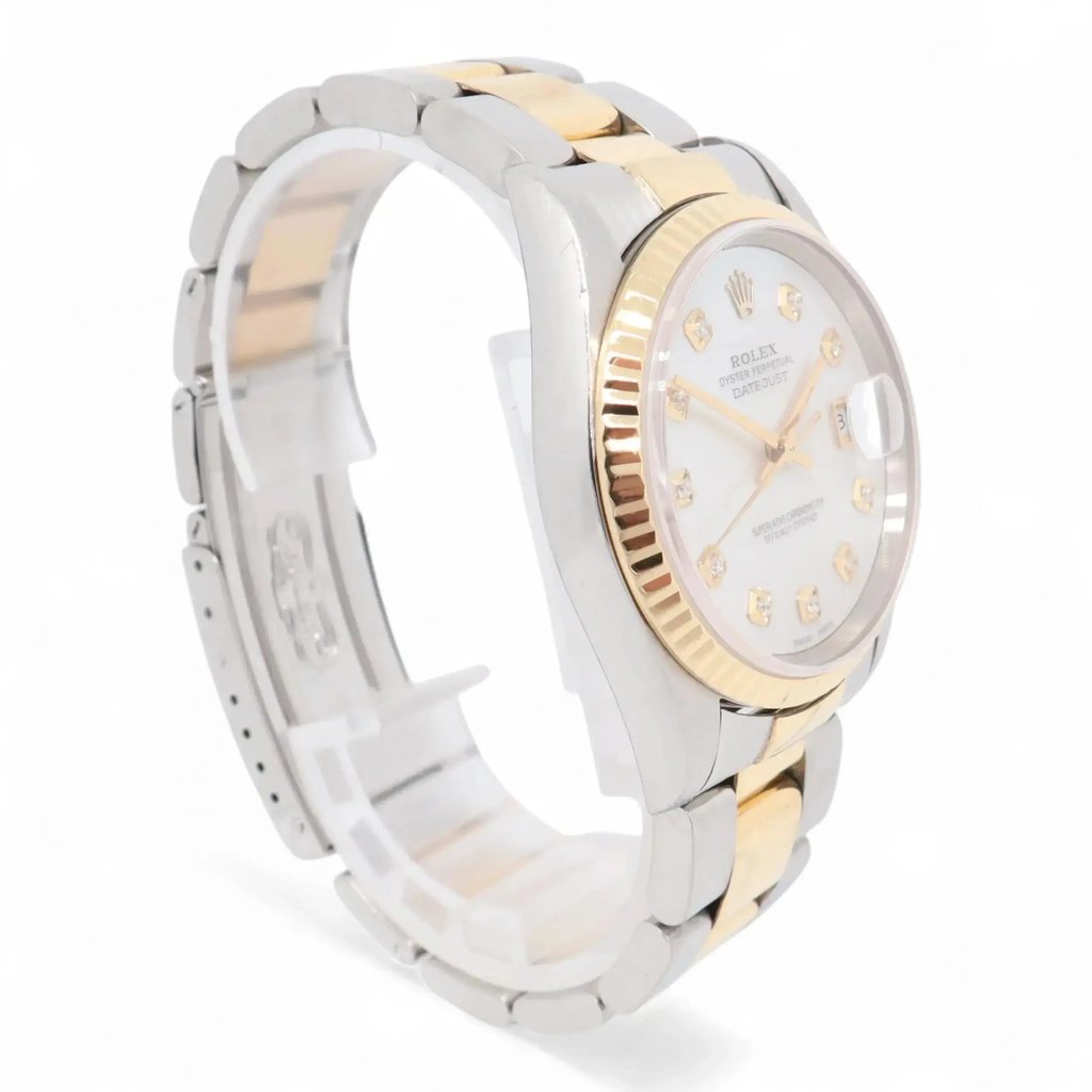 View Of Opposite Crown Facing Side Of Rolex 16233 Stainless Steel Watch Pre Owned Condition