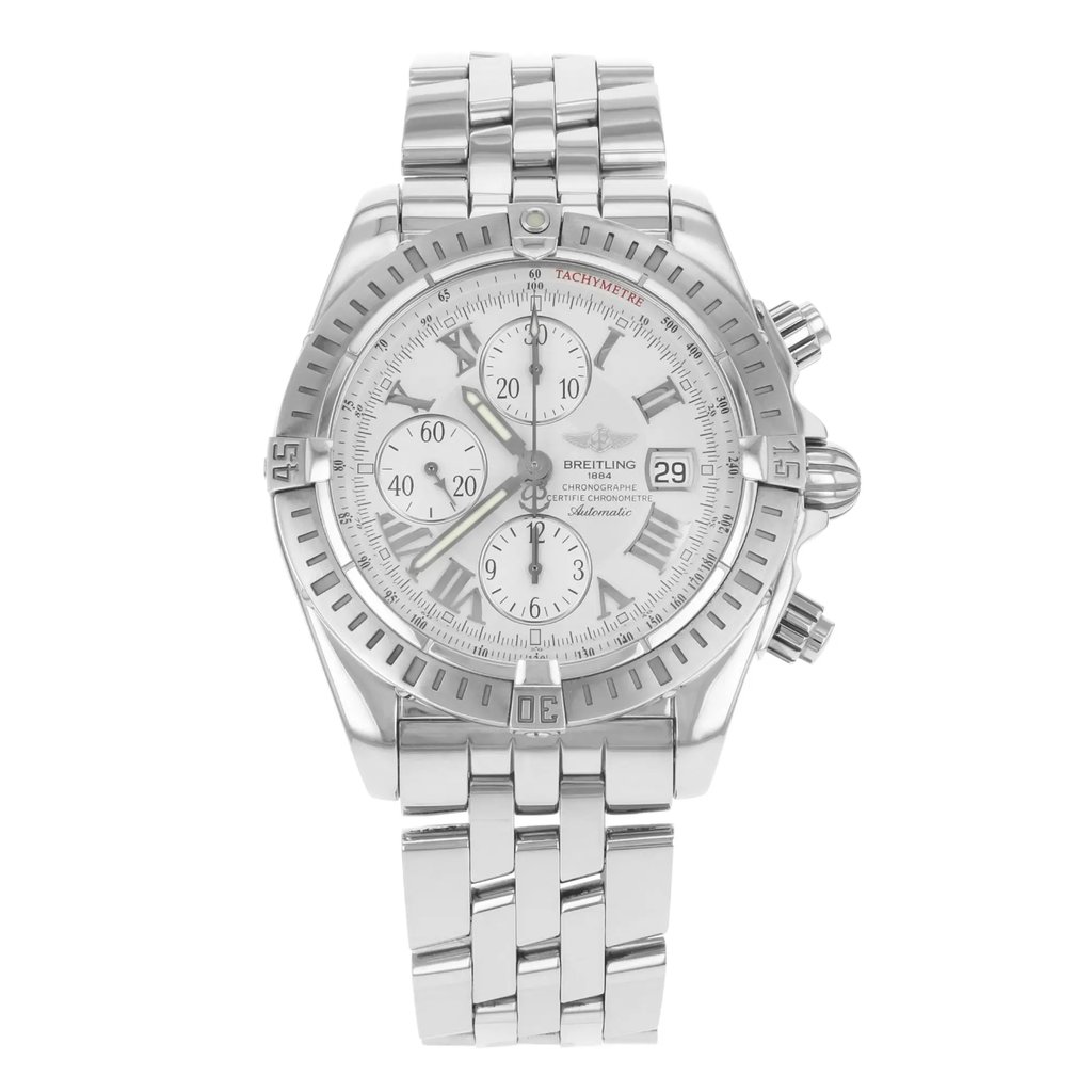 Front Full View Of Breitling a1335611/a653-ss Stainless Steel Watch Pre Owned Condition {Product Condition}