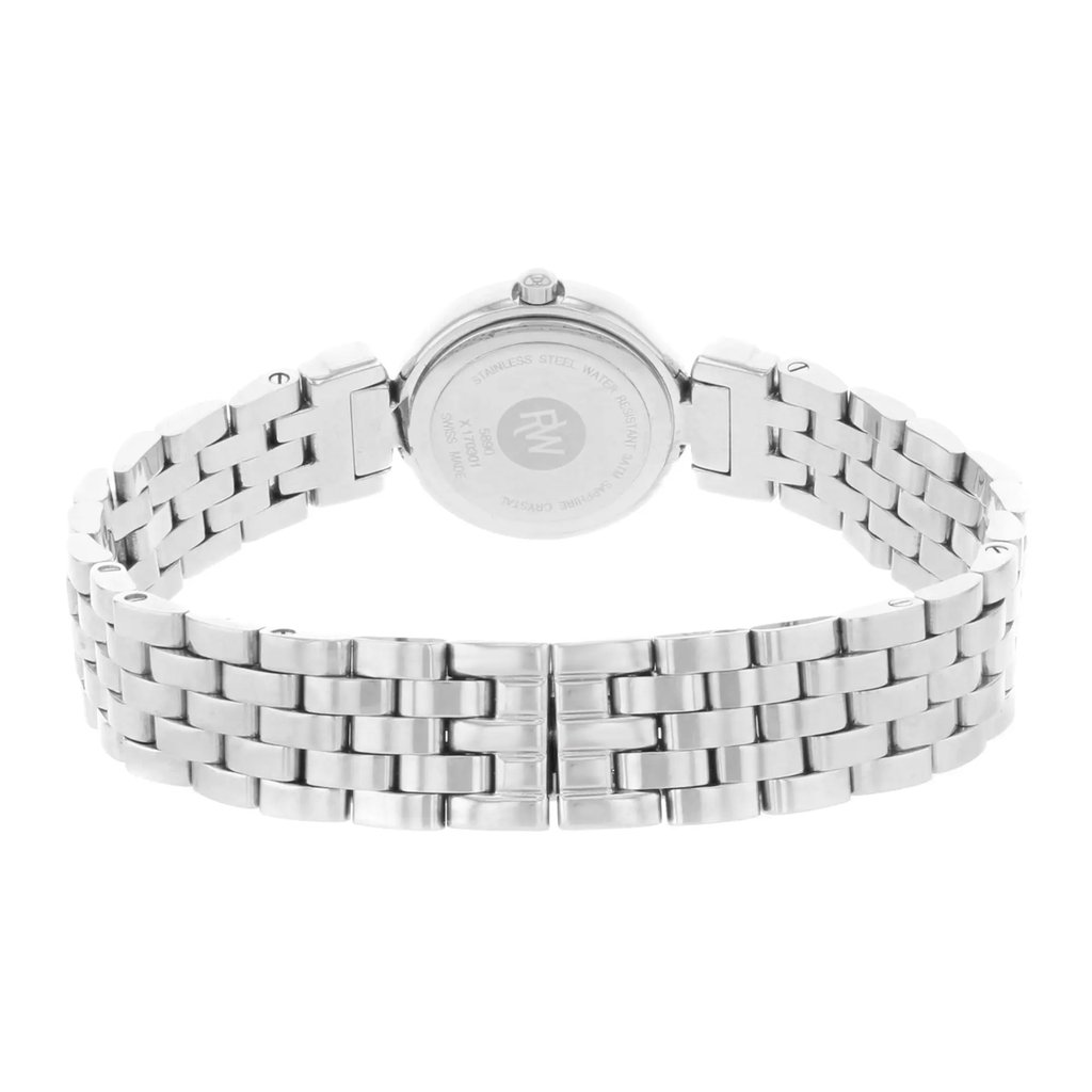 Back View Of Snap Back Case And Closed Stainless Steel Band Of RAYMOND WEIL 5890-ST-20082 Watch Pre Owned Condition