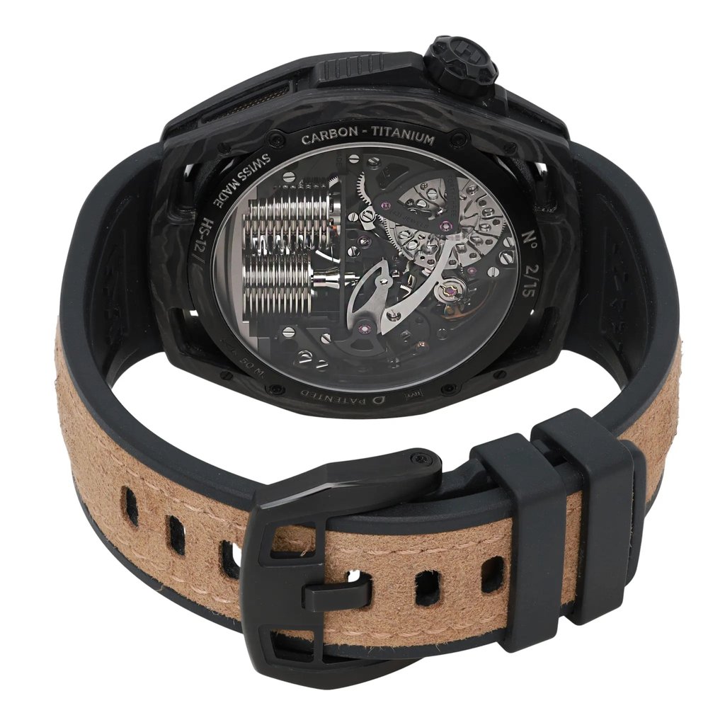 Back View Of Exhibition Back Case And Closed Rubber Band Of HYT H02984-A Watch New Condition