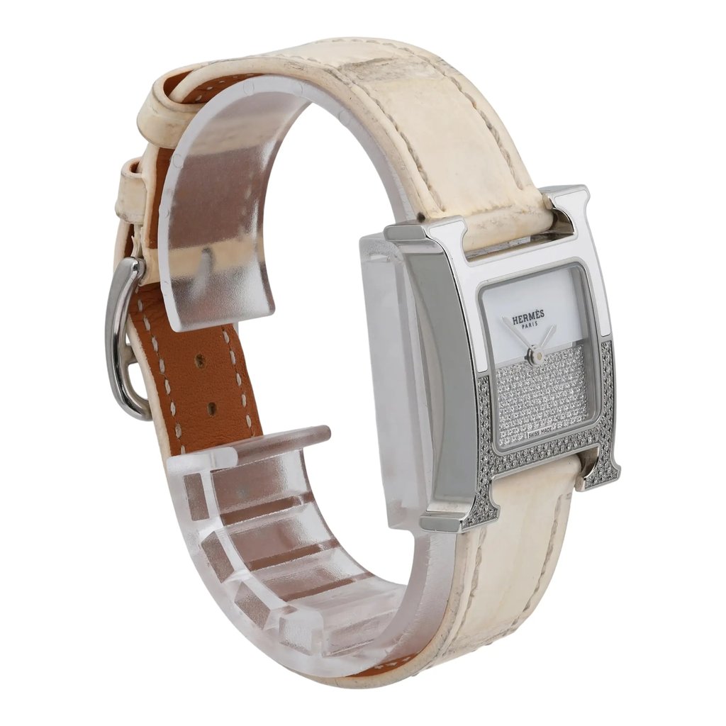 View Of Opposite Crown Facing Side Of HERMÈS HH1.234 Stainless Steel Watch Pre Owned Condition