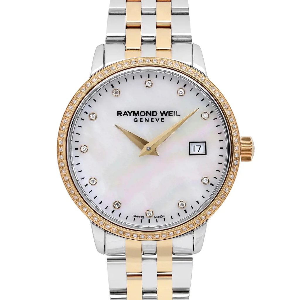 Up Close Front Facing Picture Of RAYMOND WEIL 5388-SPS-97081 Stainless Steel Watch Pre Owned Condition