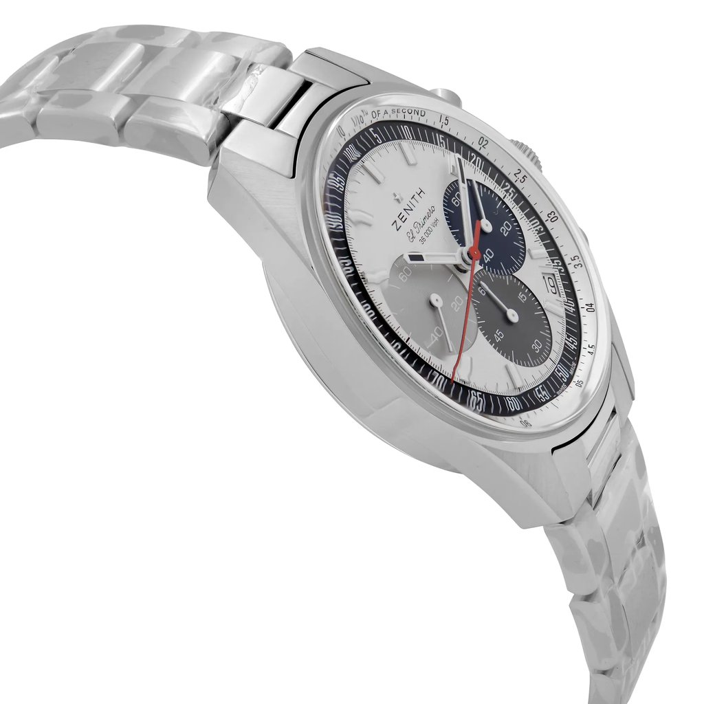 View Of Opposite Crown Facing Side Of Zenith 03.3200.3600/69.M3200 Stainless Steel Watch Unworn Condition