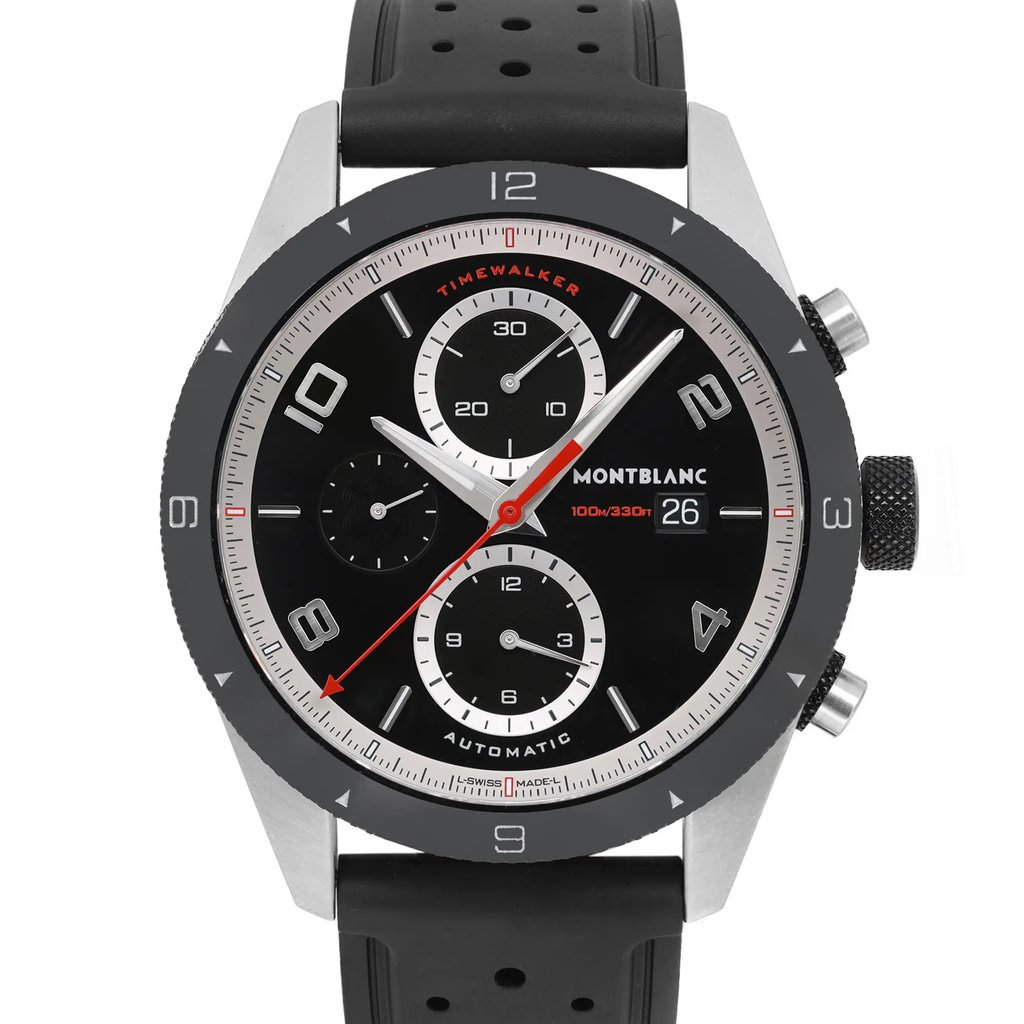 Up Close Front Facing Picture Of Montblanc 116096 Stainless Steel Watch New With Defects Condition
