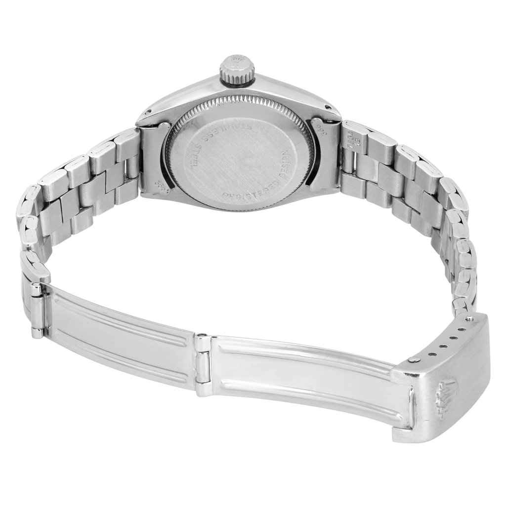 Back View Of Solid Back Case And Open Stainless Steel Band Of Rolex 6917 Watch Pre Owned Condition