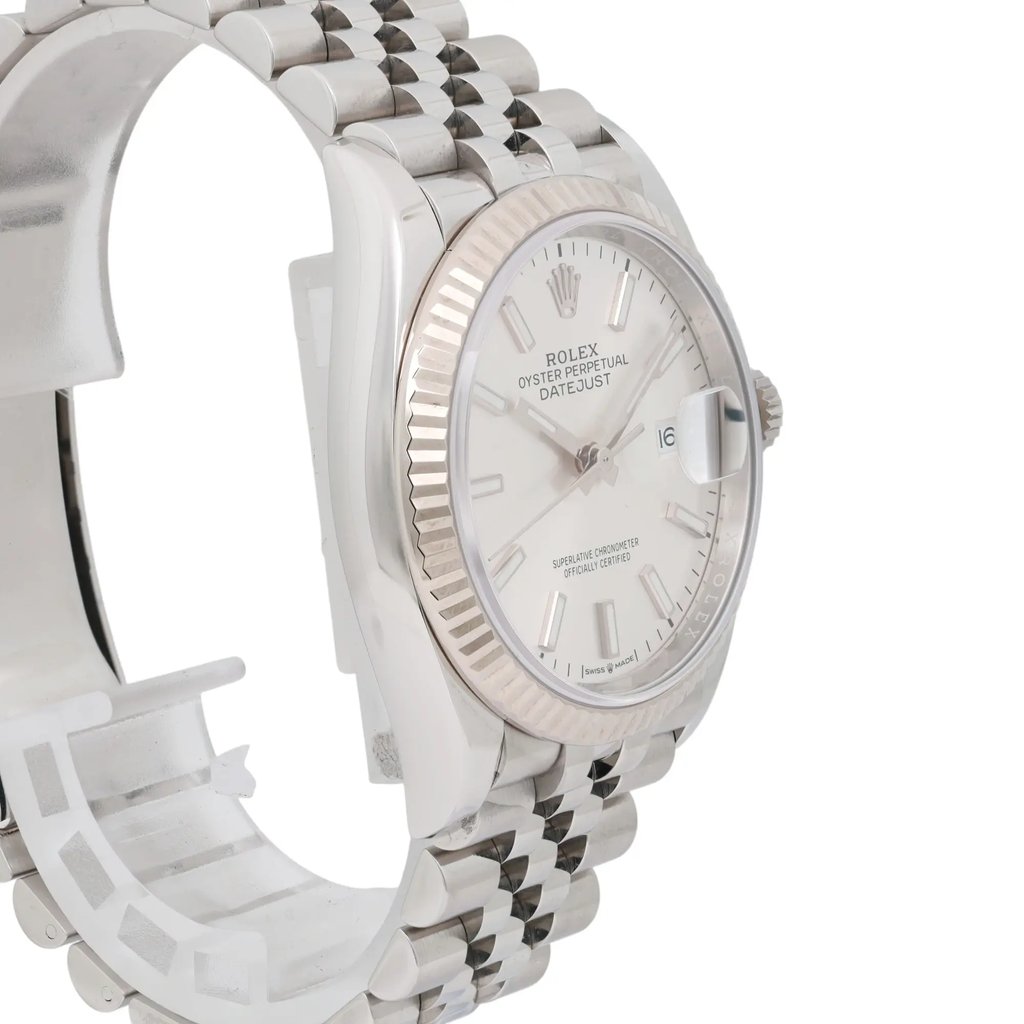 View Of Opposite Crown Facing Side Of Rolex 126234 Stainless Steel Watch Pre Owned Condition