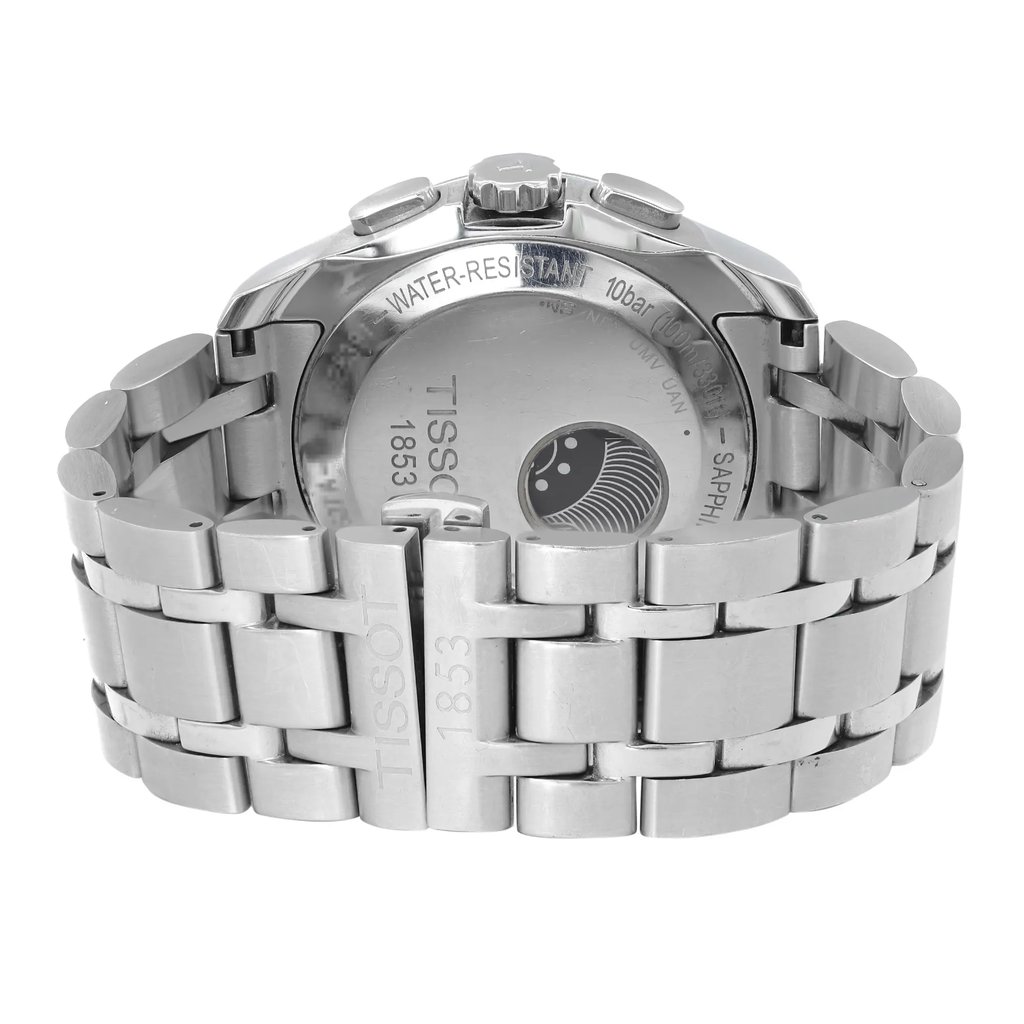 Back View Of Exhibition Back Case And Closed Stainless Steel Band Of Tissot T035.627.11.031.00 Watch Pre Owned Condition