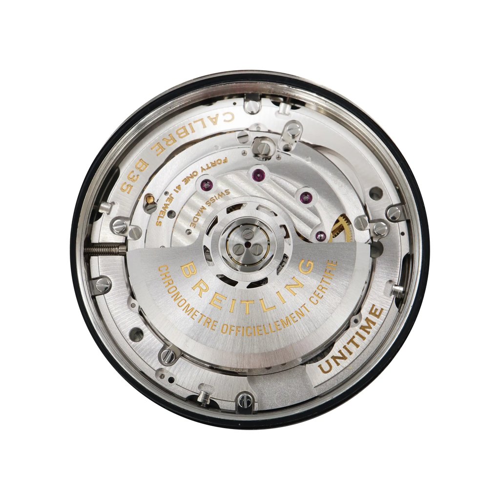 Up Close Front Facing Picture Of Breitling WB3510U4/BD94-375A Stainless Steel Watch Display Model Condition