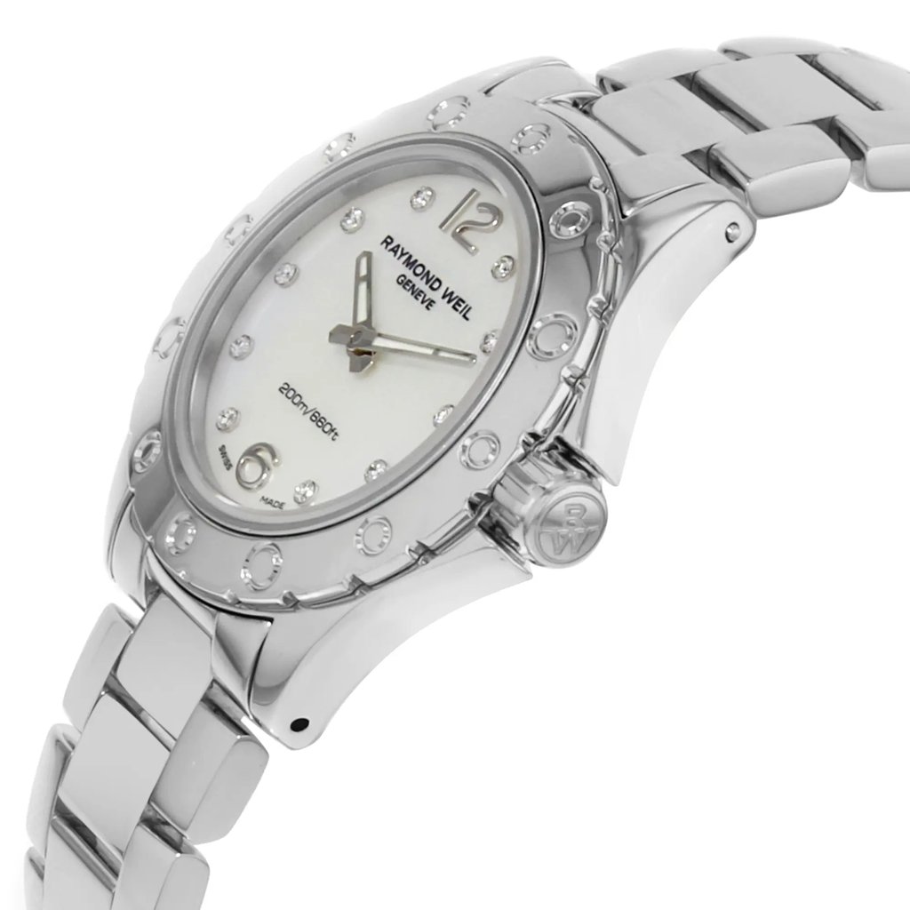 View Of Crown Facing Side Of RAYMOND WEIL 3170-ST-05985 Stainless Steel Watch Pre Owned Condition