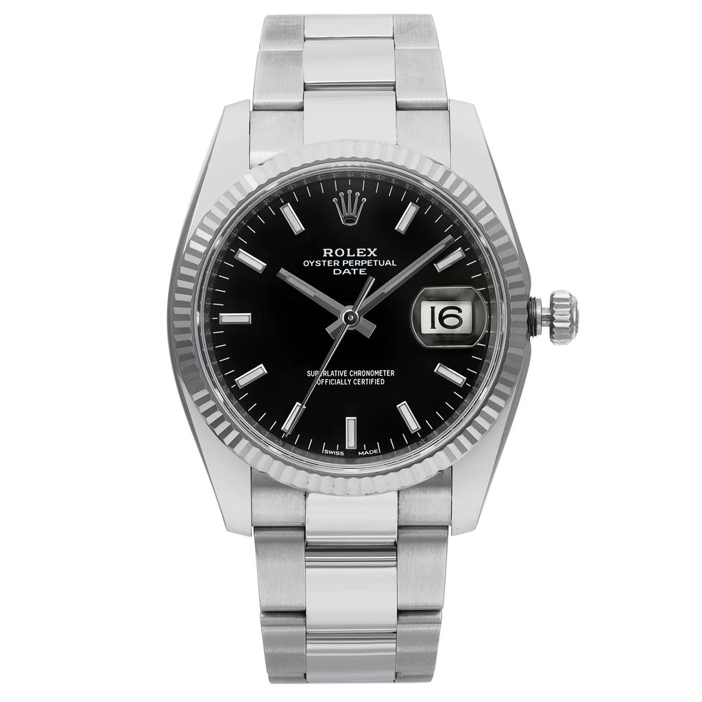 Front Full View Of Rolex 115234 Stainless Steel Watch Pre Owned Condition Good