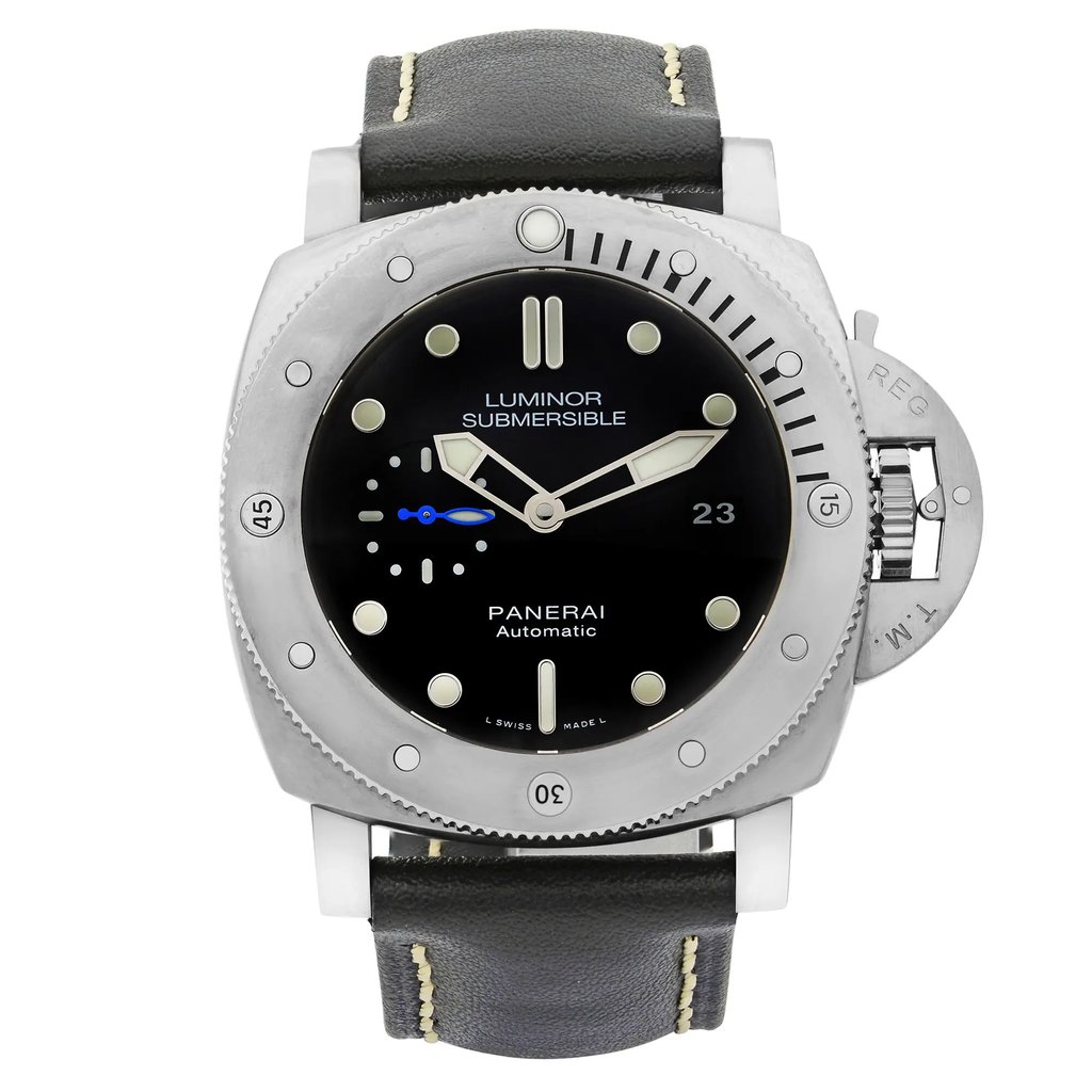 Front Full View Of Panerai PAM01305 Titanium Watch Pre Owned Condition {Product Condition}