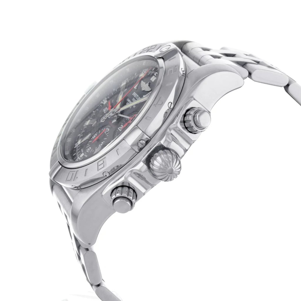 View Of Crown Facing Side Of Breitling AB041210/BB48-384A Stainless Steel Watch Display Model Condition