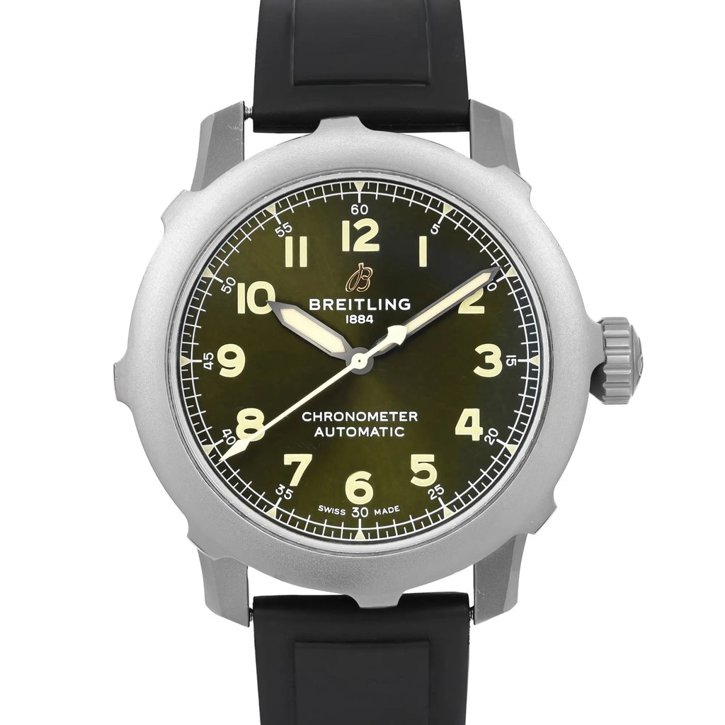 Front Full View Of Breitling  Breitling Navitimer Aviator Titanium Watch Pre Owned Condition {Product Condition}