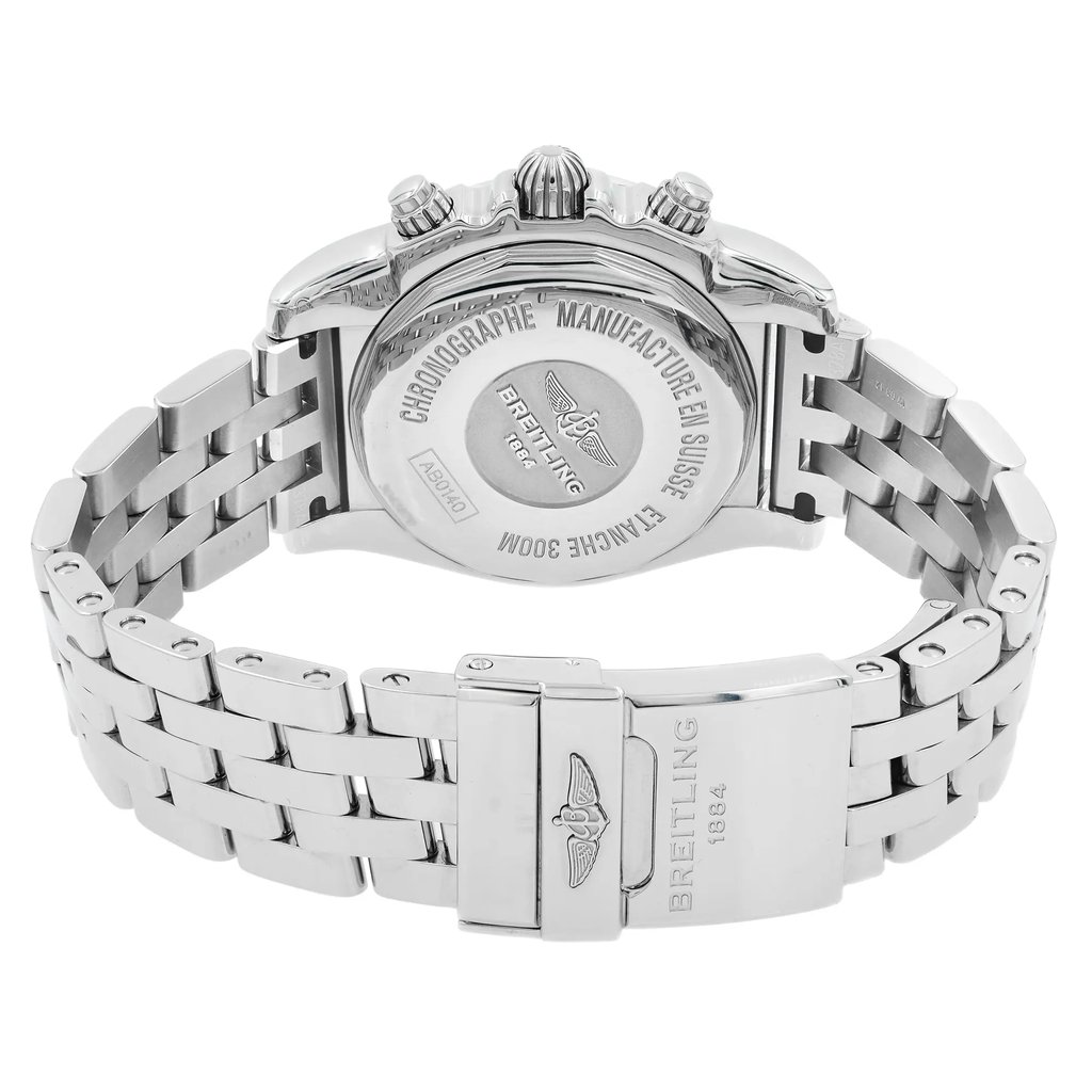 Back View Of {Caseback} Back Case And Closed Stainless Steel Band Of Breitling AB014012/G711-378A Watch New With Defects Condition