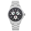 An image of a Wristwatch by Gucci. This Pre Owned item is designed for Men, featuring a Dress/Formal style. It has a Quartz movement and an Analog display with a Black dial color. The indices include 12-Hour Dial,Multi Dial,Non-Numeric Hour Marks,Stick Indexes. The band is made of Stainless Steel and the case is made of Stainless Steel. The watch has a Round shape with a case size of 44 mm and a case thickness of 11 mm.