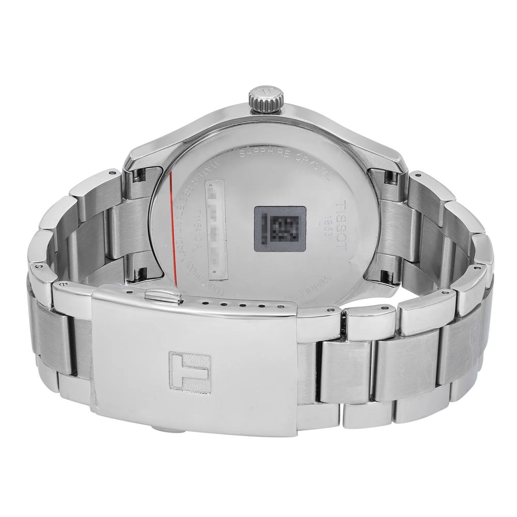 Back View Of Screwback Back Case And Closed Stainless Steel Band Of Tissot T116.410.11.057.00 Watch Display Model Condition