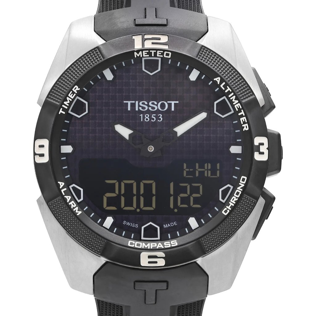 Up Close Front Facing Picture Of Tissot T091.420.47.051.00 Titanium Watch New With Defects Condition