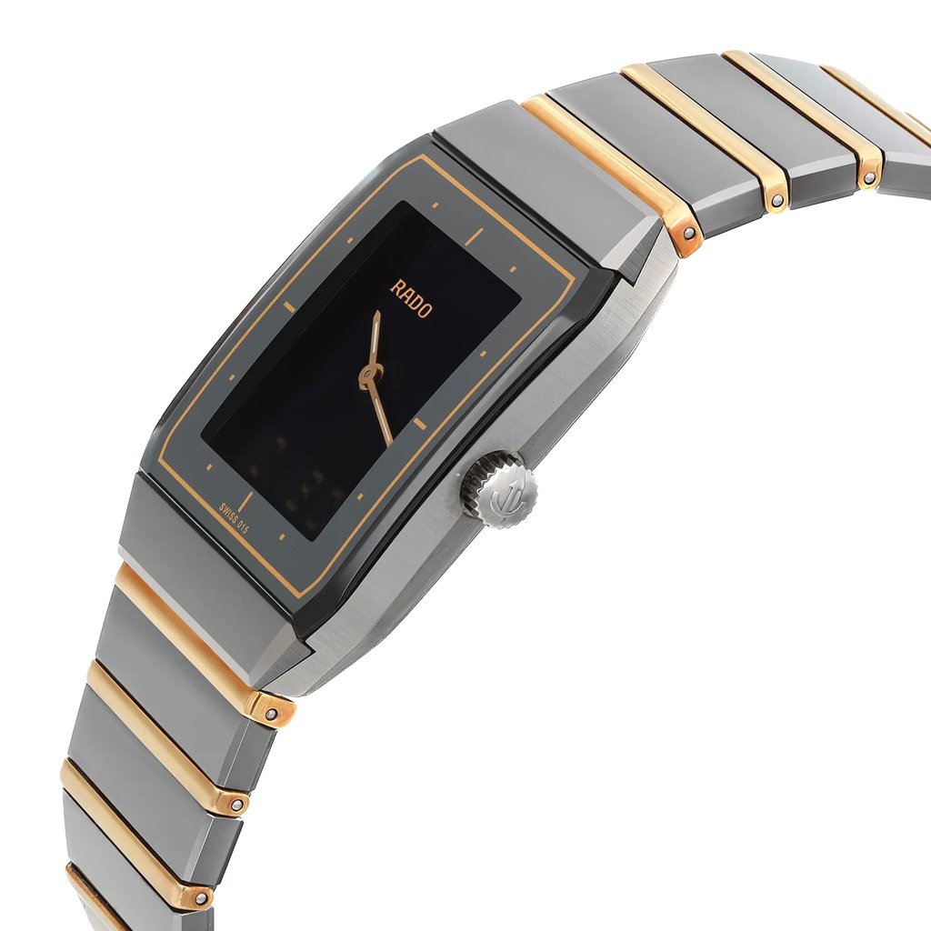 View Of Crown Facing Side Of Rado 193.0365.3 Stainless Steel Watch Pre Owned Condition
