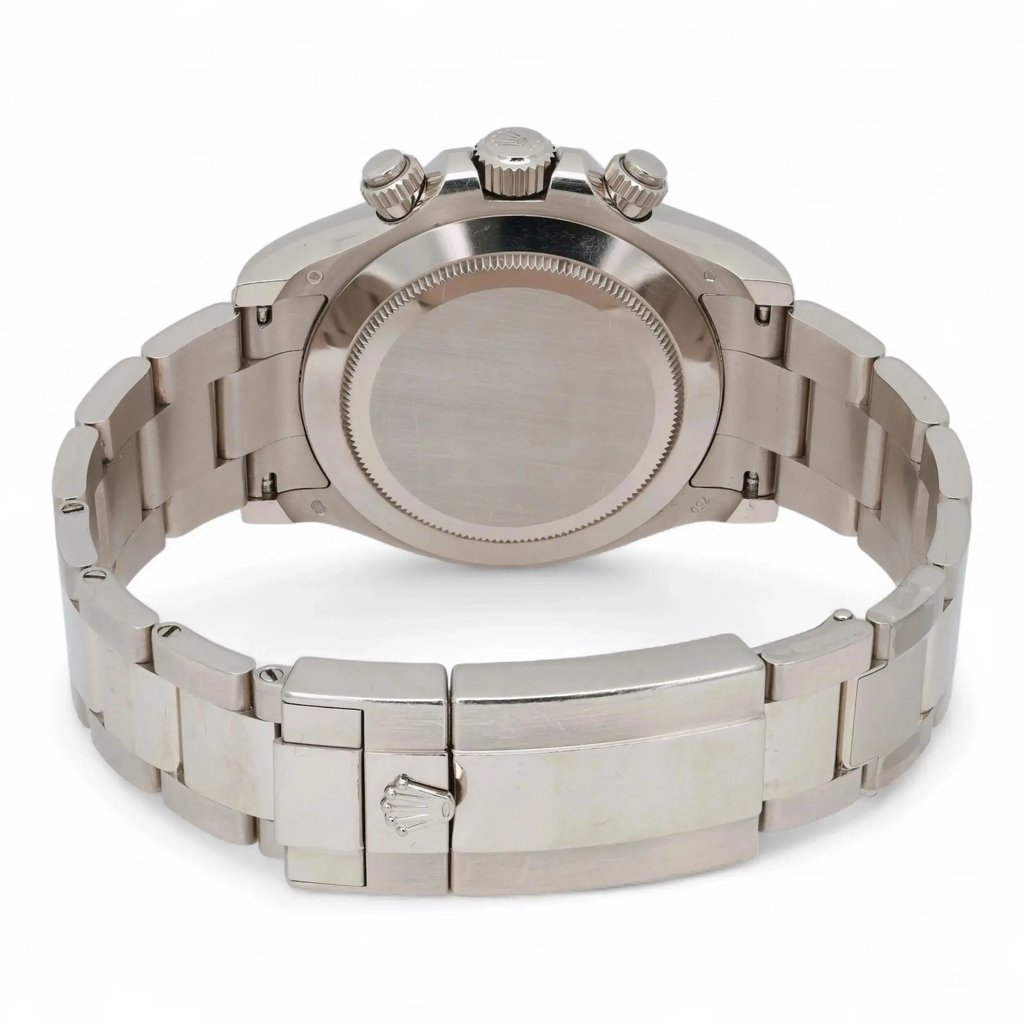 Back View Of Solid Back Case And Closed White Gold Band Of Rolex 116509 Watch Pre Owned Condition