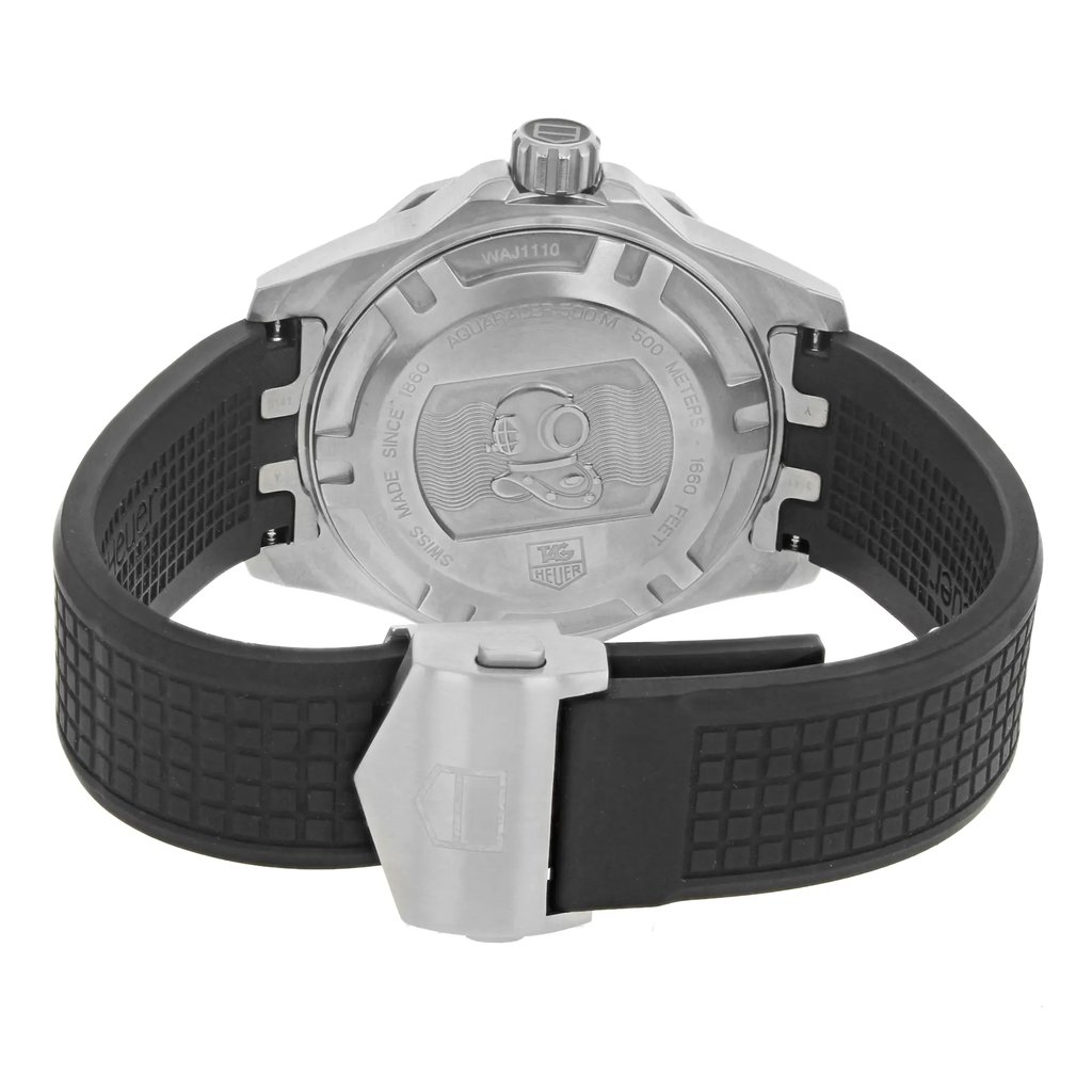 Back View Of {Caseback} Back Case And Closed Silicon/Rubber Band Of TAG Heuer WAJ1110.FT6015 Watch Display Model Condition