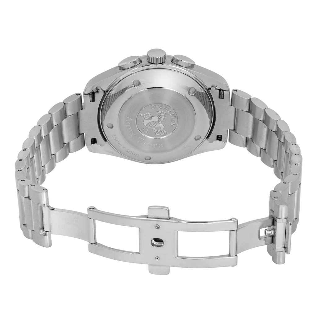 Back View Of Screwback Back Case And Open Stainless Steel Band Of OMEGA 2512.50.00 Watch Pre Owned Condition