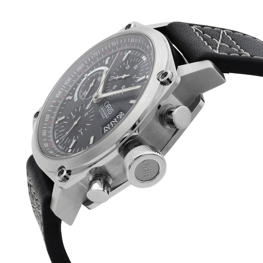 View Of Crown Facing Side Of Oris 01 674 7616 4154-07 5 22 58FC Stainless Steel Watch Display Model Condition