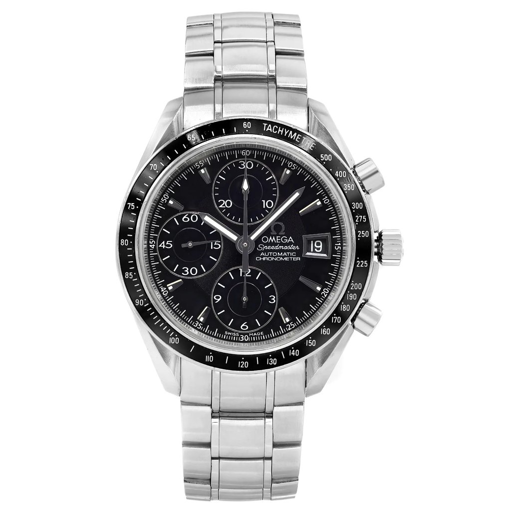 Front Full View Of OMEGA 3210.50.00 Stainless Steel Watch Pre Owned Condition {Product Condition}