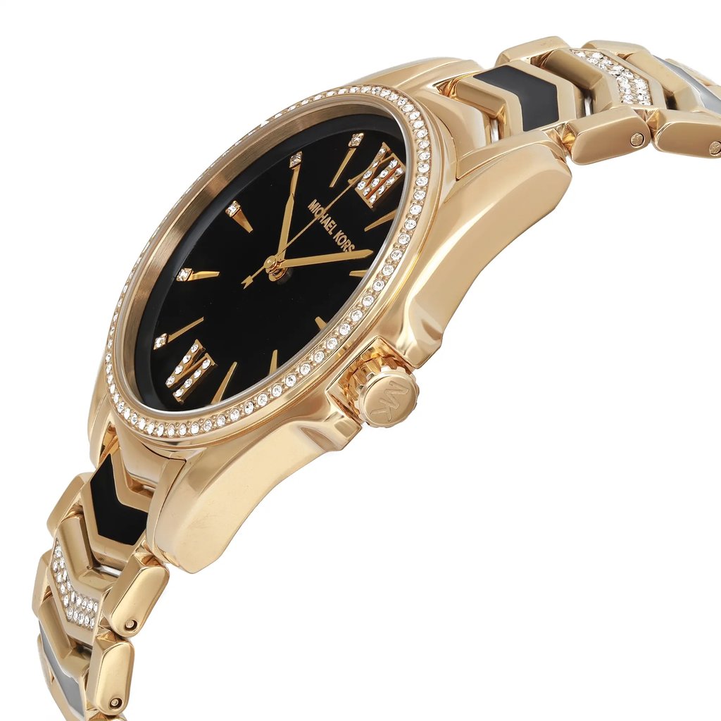 View Of Crown Facing Side Of Michael Kors MK6743 Stainless Steel Watch Display Model Condition