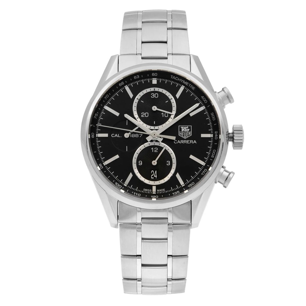 Front Full View Of TAG Heuer CAR2110.BA0720 Stainless Steel Watch Pre Owned Condition Good