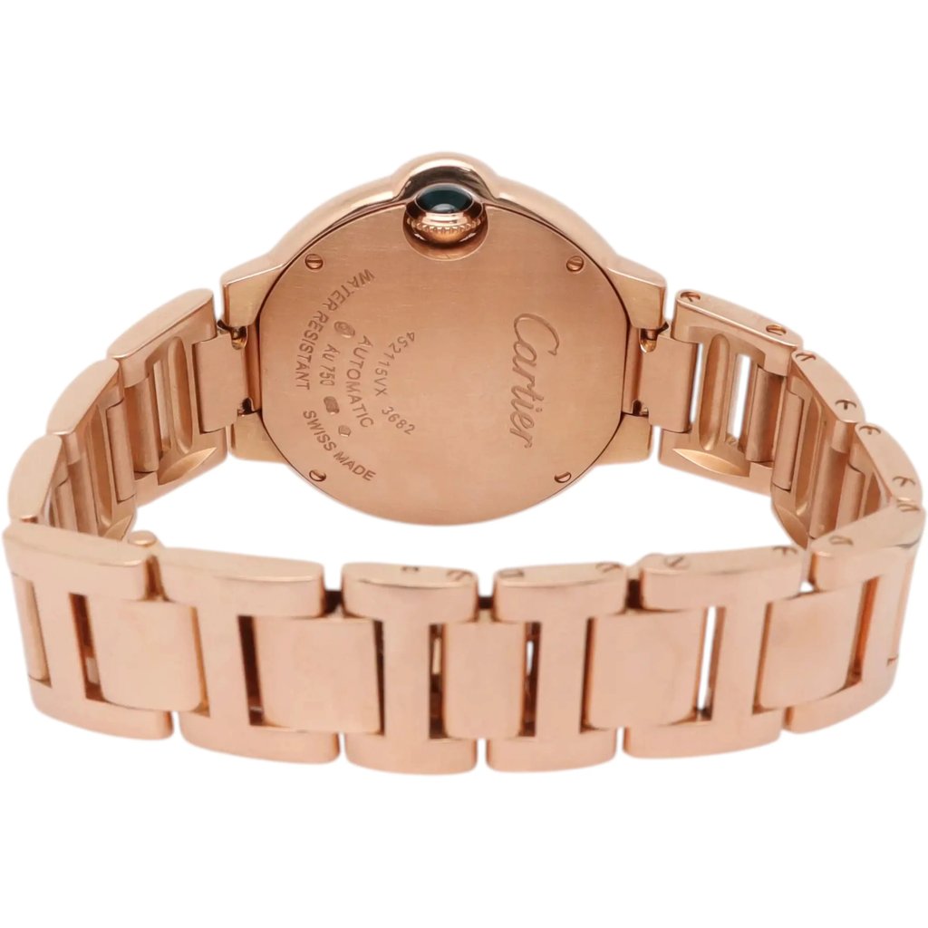 Back View Of Screwback Back Case And Closed Yellow Gold Band Of Cartier WE902062 Watch Pre Owned Condition