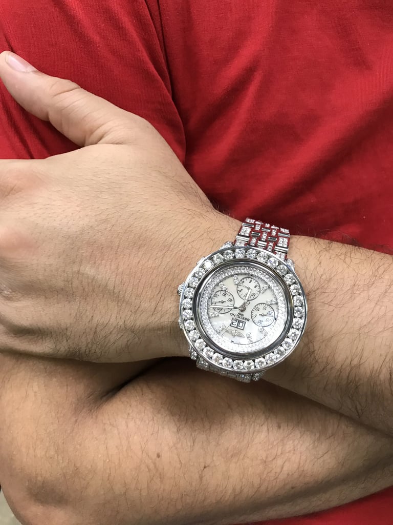 Front Full View Of Breitling A44355 Stainless Steel Watch Pre Owned Condition {Product Condition}