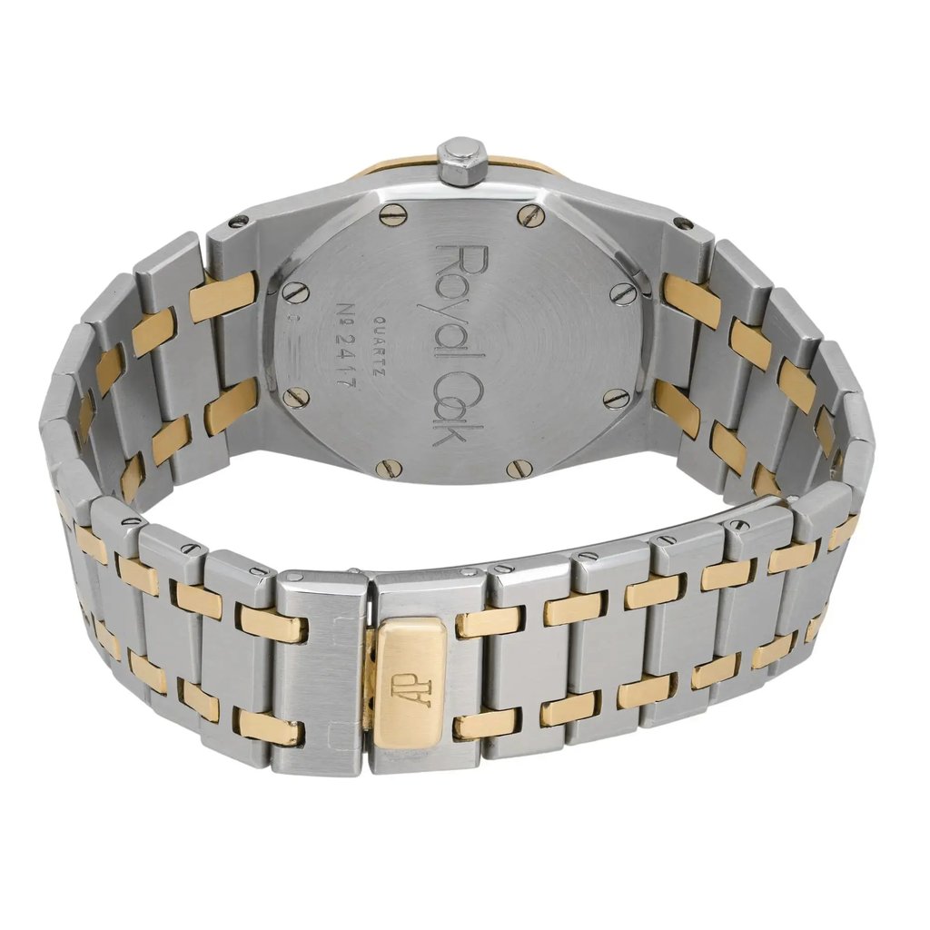 Back View Of Solid Back Case And Closed Stainless Steel,Yellow Gold Band Of Audemars Piguet 56303SA Watch Pre Owned Condition