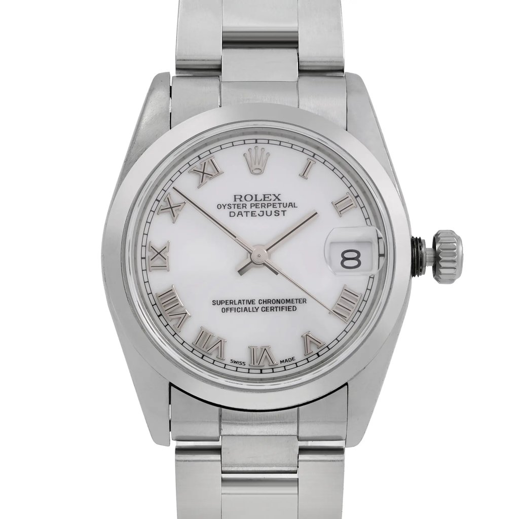 Up Close Front Facing Picture Of Rolex 68240 Stainless Steel Watch Pre Owned Condition