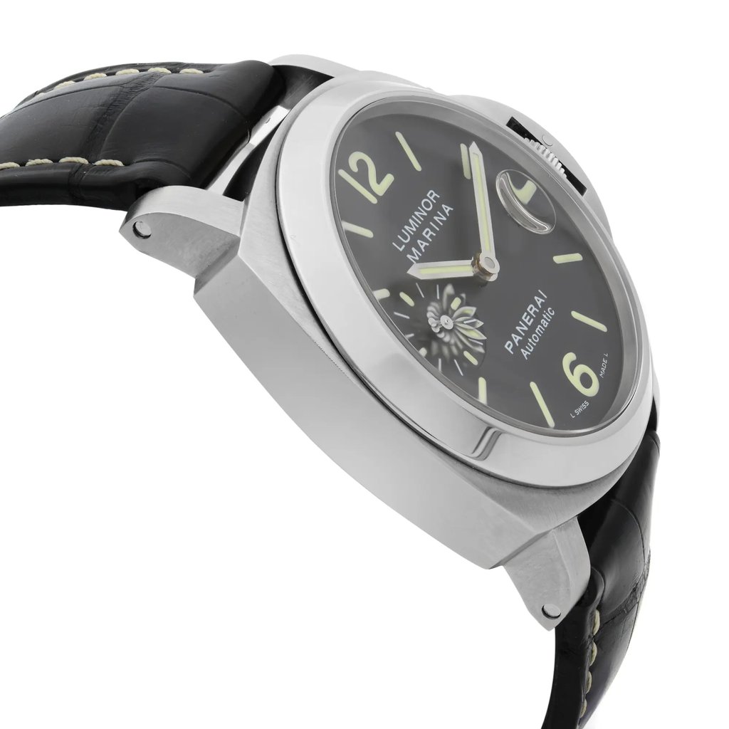 View Of Opposite Crown Facing Side Of Panerai PAM00104 Stainless Steel Watch Pre Owned Condition